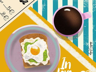 Breakfast breakfast café coffee design illustraion procreate toast