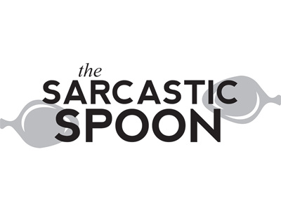 the sarcastic spoon black black and white logo white