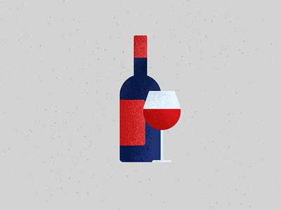 bottle of wine alcohol drink flat glass graphic icon illustration noise shadow texture vector wine wine bottle wine glass