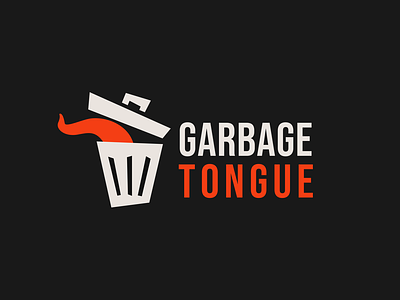 garbage tongue logo bin black flat garbage graphic icon logo mouth red tongue trash vector