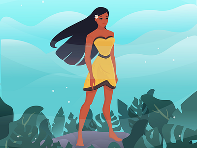 Vector flat illustration, Pocahontas