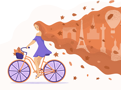 girl on a bicycle bicycle flat design flat illustration girl girl on a bicycle graphic design illustration vector vector graphic