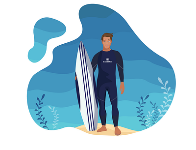 surfer, vector illustration flat design flat illustration graphic design illustration surfer vector vector graphic wave