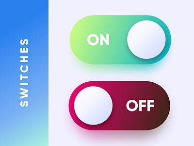 Switches but cool. DailyUI android app design colors concept dailyui design gradients minimalist on off pinterest switch toogles ui uidesign uiux web