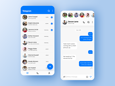 Personalised Messages / Chat UI DailyUI blue blue gradient casestudy cute dailyui facebook hike message app messenger personal pinterest quick chat redesign signal telegram uidesign uiux whatsapp redesign white whitespace