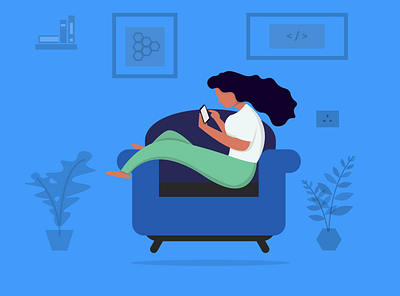 Illustration 01 - The Curly haired girl. android app design branding design illustraion illustration minimalist mockup pinterest uiux web
