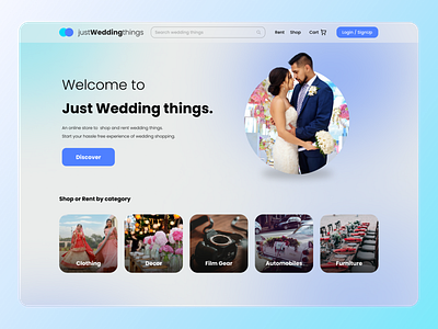 Wedding Store - Landing page design android app design blue colors dailyui design instagram pinterest ui uiux upwork web