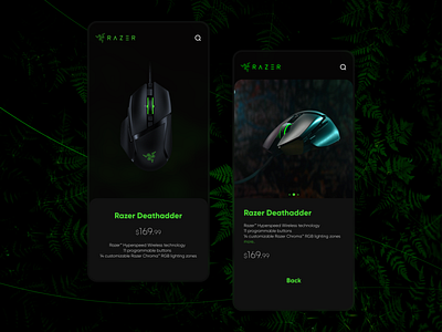 Razer store minimal concept app design dailyui design ecommerce design gaming green minimal nvidia pinterest protopie razer redesign rgb uiux web