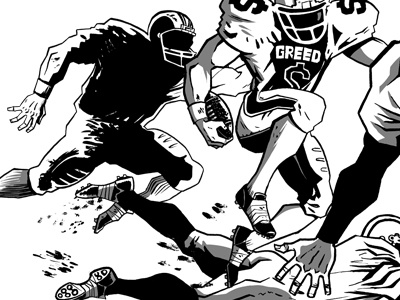 American Greed promo inks black and white brush comics football hand drawn illustration inking photoshop process sports