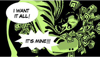 Greed comic panel