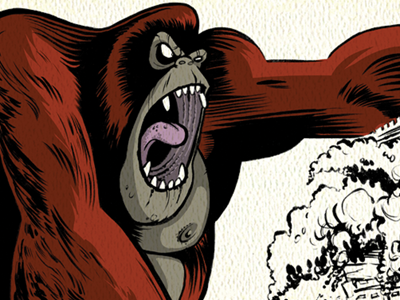 Gorilla animal cartoon character comics gorilla illustration inking photoshop