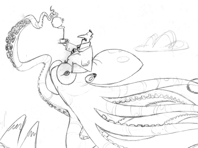 Octo animal cartoon illustration octopus pencil rough sketch