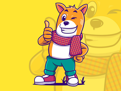 friendly dog ​​wearing sweater and thumbs up animal animal illustration cartoon character cartoon illustration cartooncute cartoons creative creative design cute animal cute illustration dog illustration dog logo doggy doggycute