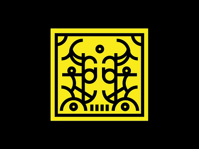 Shaman-Mask Nr. 02 abstract black bold lineart lines linework logo mask modern simply style yellow