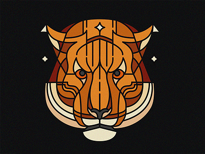 Tiger animal geometric illustration india lines linework symmetric tiger