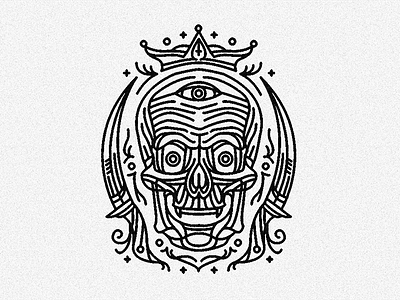 Skull Tattoo Design 3 crone cross decorative dynamic knifes lines linework skull tattoo