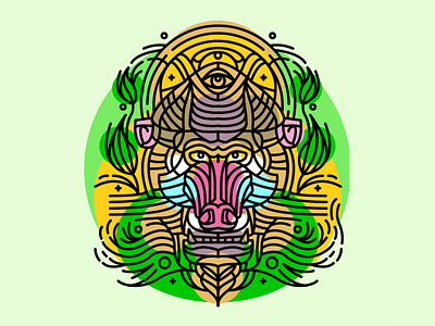 mandrill tattoo colored