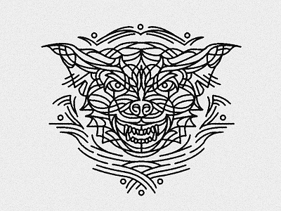 decorative wolf tattoo v2 angry animal design dynamic graphic illustration lines linework tattoo wolf