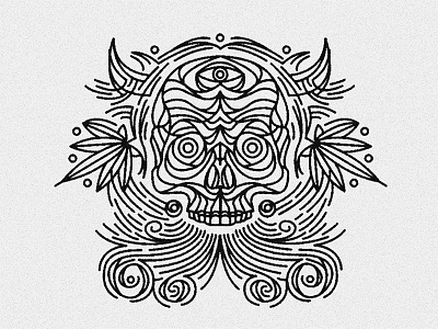 smoking evil skull tattoo deocrative eyes linework skull smoking tattoo weed