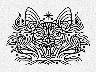 angry sphynx cat - tattoo cat claws dynamic hairless linework sphynx tattoo