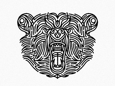 Angry Grizzly Bear - tattoo angry animals bern grizzly illustration linework switzerland tattoo