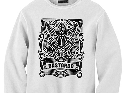 bastardo the boar - print on pullover animal bastard bastardo boar design graphic illustration linework print design screen printing