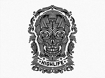 Highlife skull - (for) print decorative graphic high illustration life linework print design pullover screen printing skull