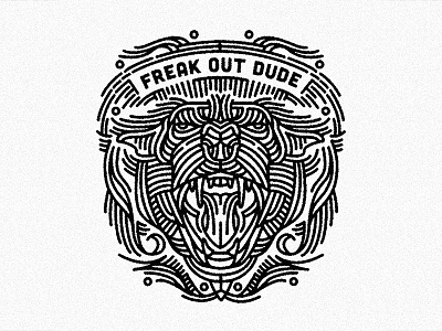 Freakout Tiger - (for) Print decorative design graphic illustration linework print design screen printing tiger