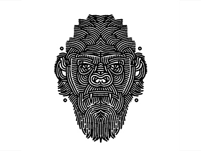 bearded monkey - (for) print animal beard design dynamic graphic illustration lines linework monkey print design screen printing tattoo