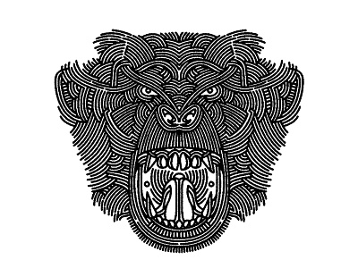 chimp - (for) print animal chimp design graphic illustration linework monkey print screen printing