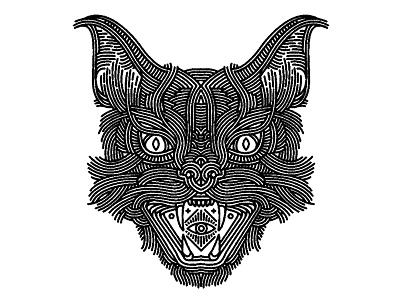 wildcat lynx - (for) print animal cat design graphic illustration linework print screen printing sphinx