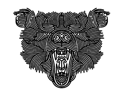 angry grizzly - (for) print animal bear design graphic grizzly illustration linework print screen printing