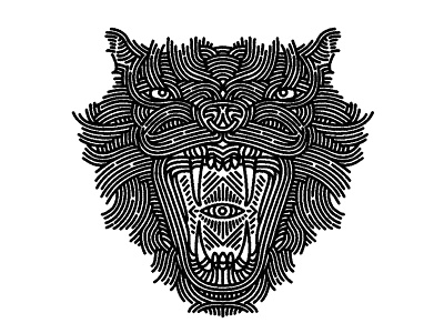 mountain lion - (for) print animal cat design graphic illustration linework lion mountain print screen printing