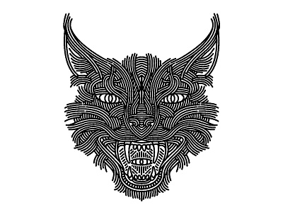 another lynx - (for) print animal design graphic illustration linework lynx print screen printing wildcat