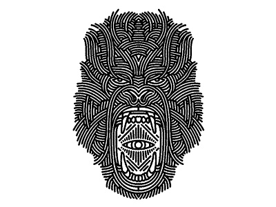 angry gorilla - (for) print animal beast design gorilla graphic illustration linework monkey print screen printing