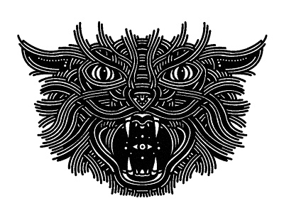 angry wildcat - (for) print animal beast cat design graphic illustration linework print screen printing wildcat