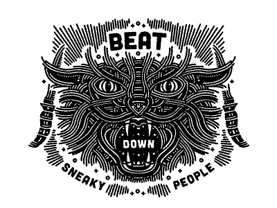 angry wildcat - (for) print animal beast cat design graphic illustration linework print screen printing wildcat