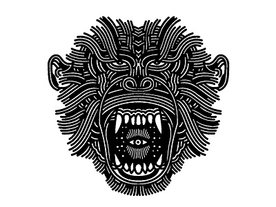 angry chimp - (for) print animal beast chimp design graphic illustration jungle linework monkey print screen printing