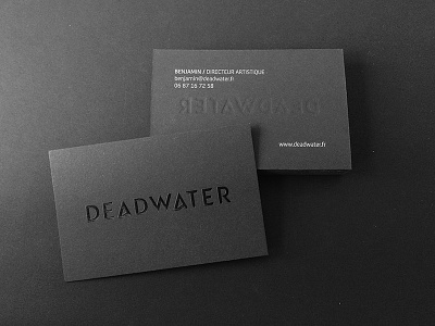 DEADWATER Business Cards black business cards hot foil identity letterpress logotype paper print screen printing sirio stationary typography