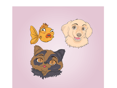 dog, fish and cat head cat dog fish