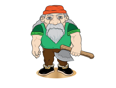 wood cutter cartoon cartoon illustration dwarf old man wood cutter