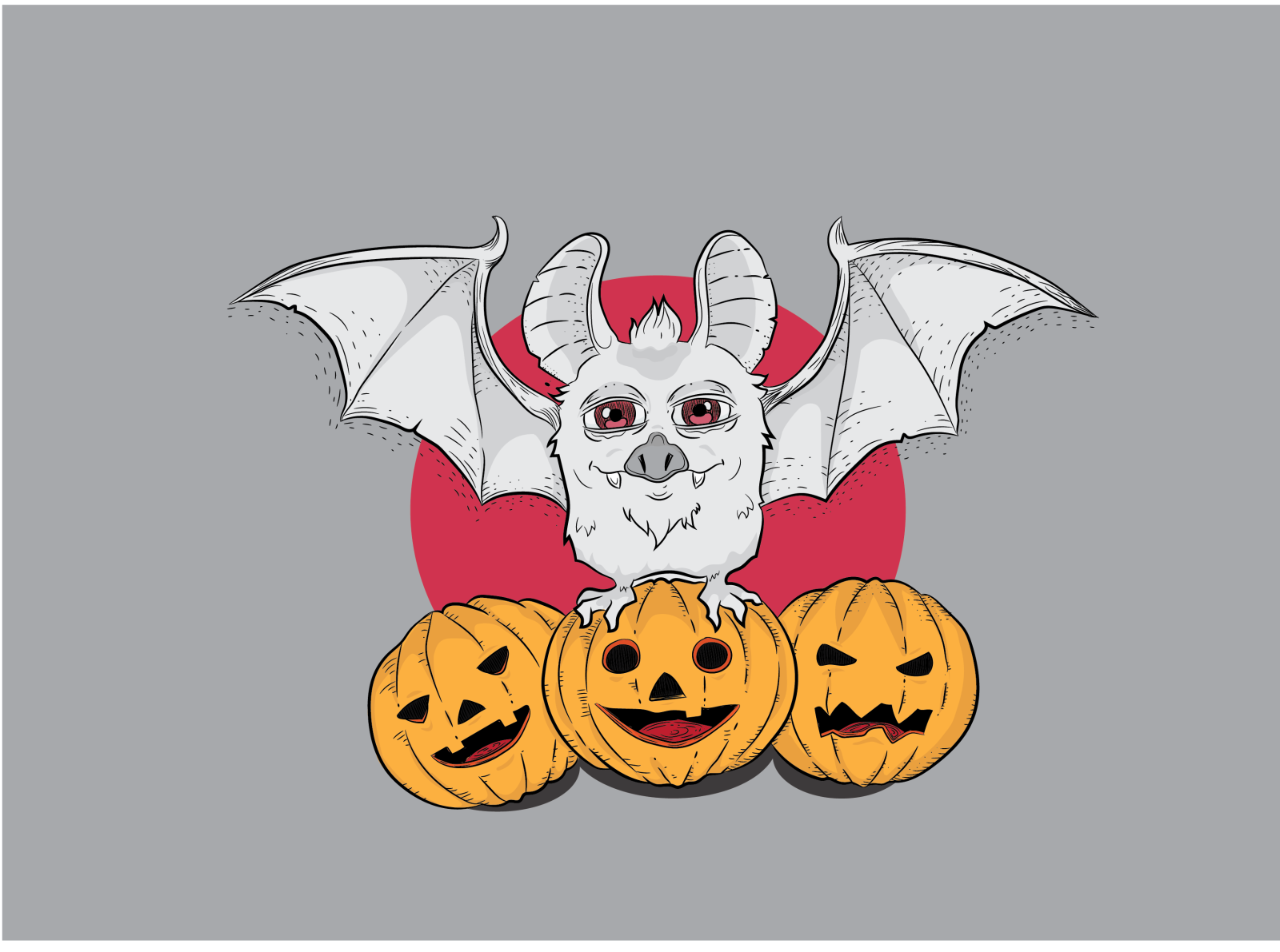 bat sitting on pumpkin by Dave on Dribbble