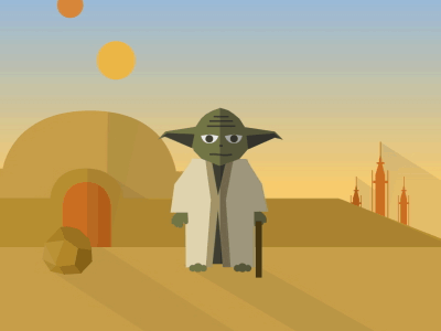 Yoda animation exercising flat design may the force be with you motion star wars yoda