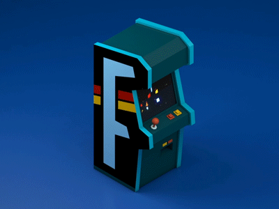 F 36daysoftype 36daysodtype 36daysoftype f arcade coin op isometric letter letter f low poly type