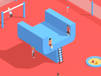 Y for 36daysoftype 36daysoftype 36daysoftype y animation isometric motion graphics park playground push ups skate