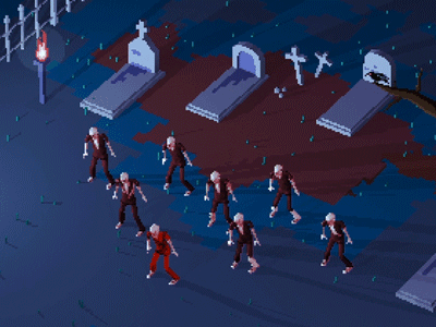 Happy Halloween! 8bitart animation cinema4d dance halloween isometric pixelart thriller zombie