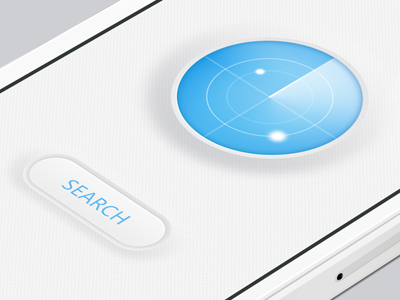 Search blue button clean iphone radar search ui white