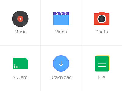 Icon color download filetype icon music photo video