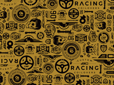 BC Racing Pattern brand branding design graphic illustration logo streetrace vector vectorart
