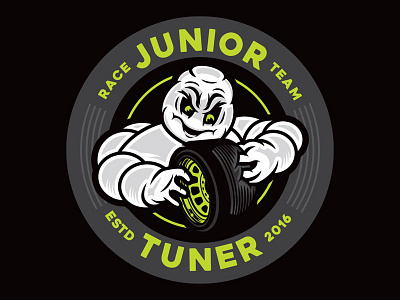 Junior Tuner Race Team brand branding design graphic illustration logo streetrace vector vectorart